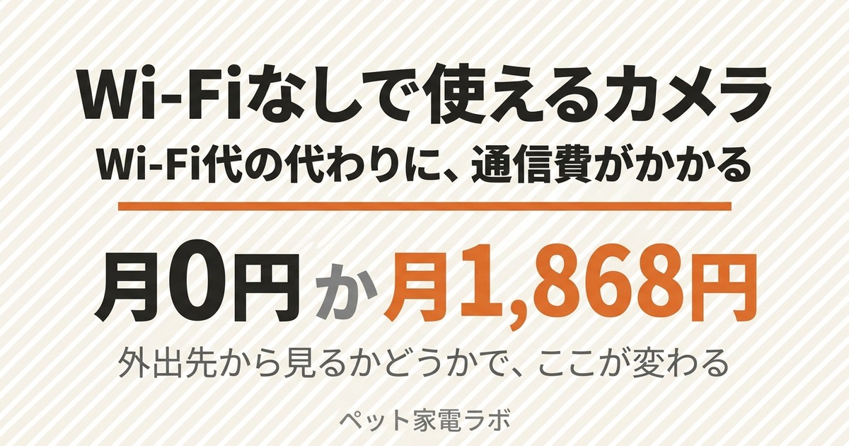 Wi-Fiなしで使えるペットカメラ｜SIM式は月1,868円、モニター式は0円【2026】